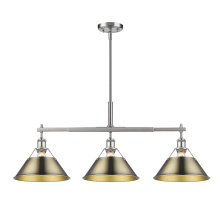 Golden 3306-LP PW-AB - Yep by Golden Lighting Orwell 3-light Island Light in Pewter and Aged Brass shade